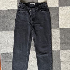 Abercrombie and Fitch Dad Jeans with Criss-Cross Waistband in Black 27(4)S